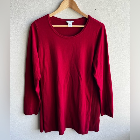 J. Jill red cotton sweater - Picture 1 of 4